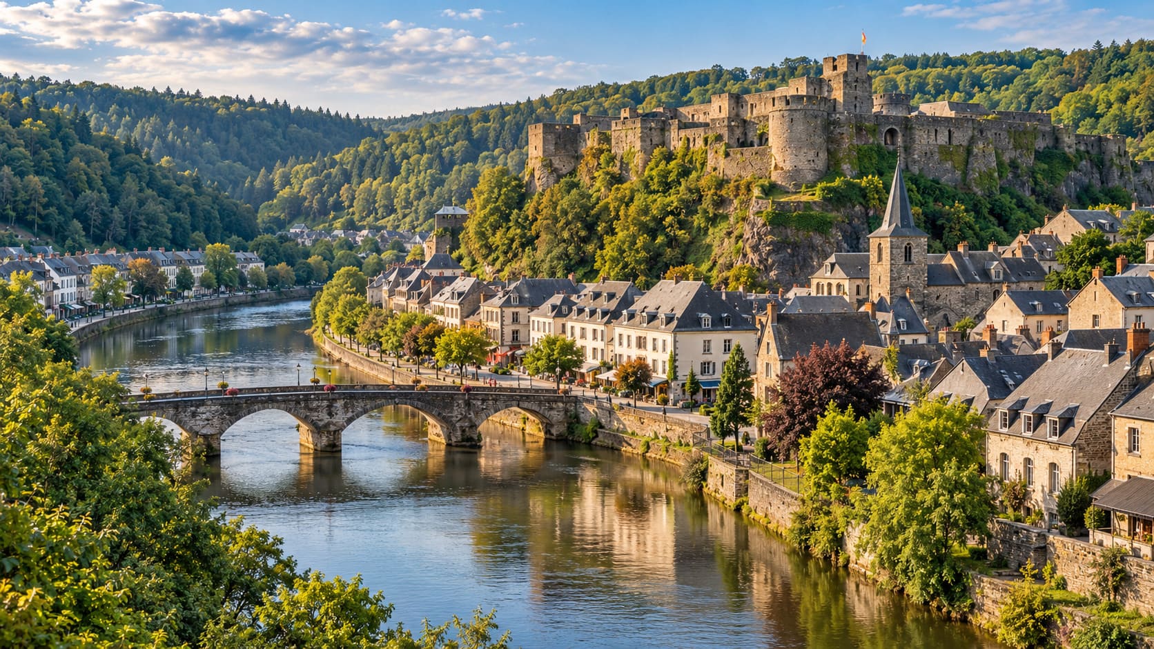 Bouillon – middeleeuws kasteel, de Semois en Belgische Ardennen